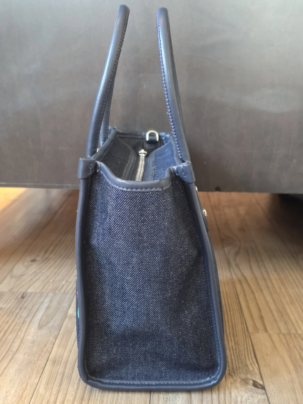 Kate Spade Ella Cherry Embroidered Small Denim Tote